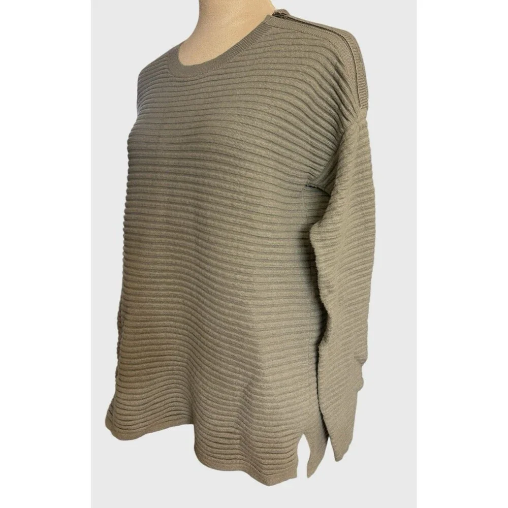 Witchery Womens M Knit Wool Cashmere Blend Gray Drop Shoulder Zipper Sweater - Picture 2 of 8